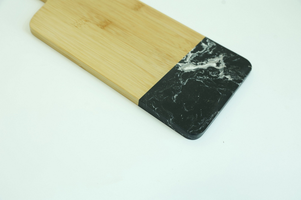 Black Marble and Bamboo Serving Board Cheese Board Charcuterie Board