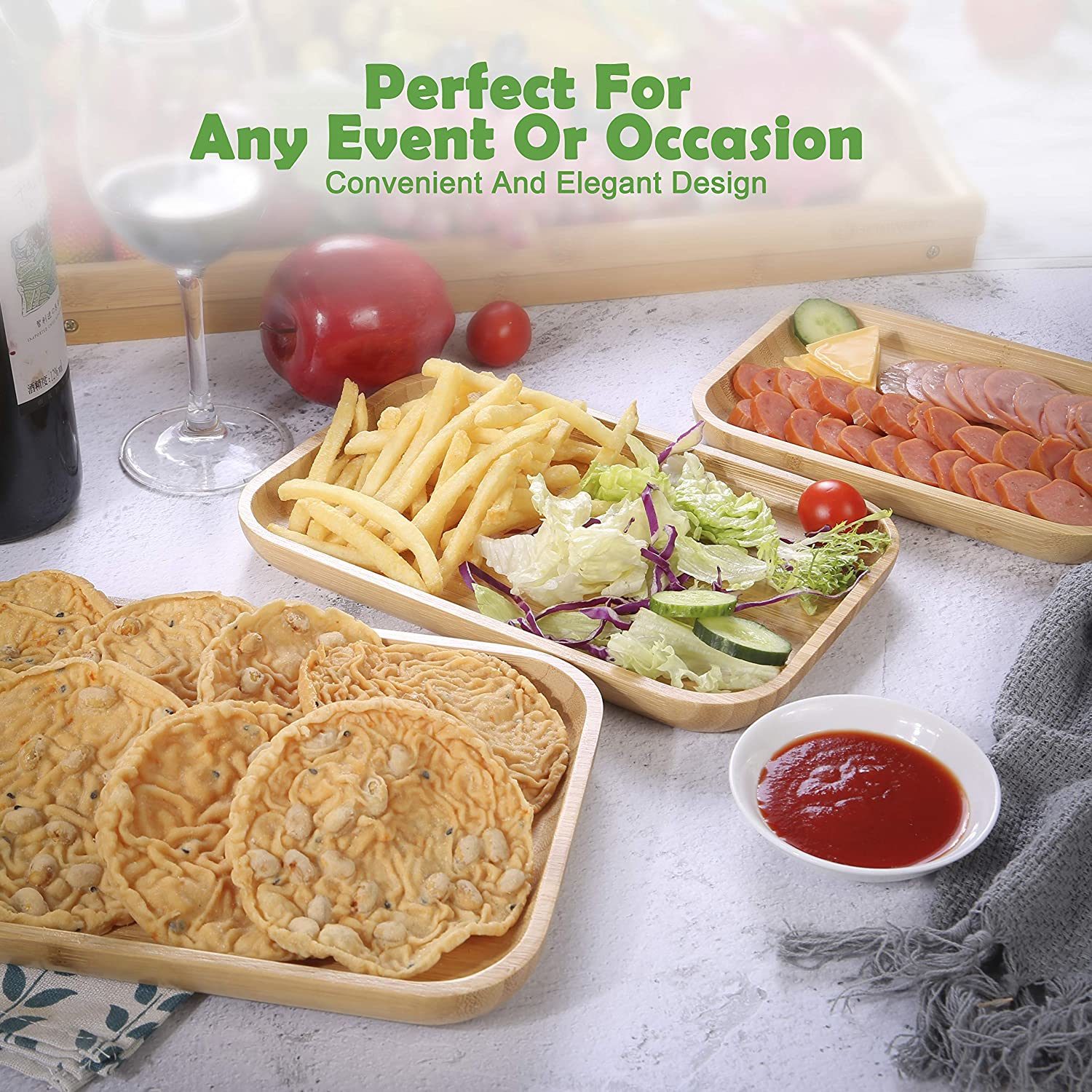 Custom Cheap Lively Restaurant Goods Bamboo Plates Set for Wholesale