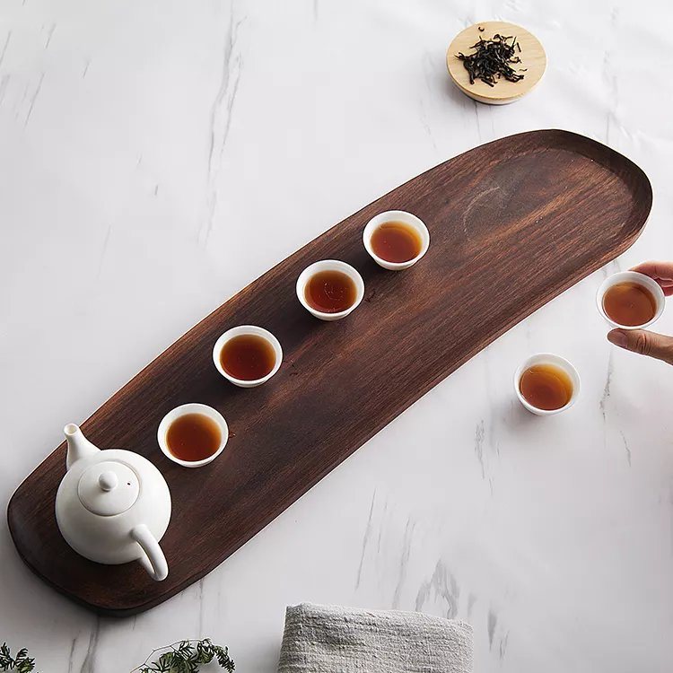 Natural Black Walnut Wood Wooden Irregular Serving Tray for Sushi Fruit Snacks Tea Coffee