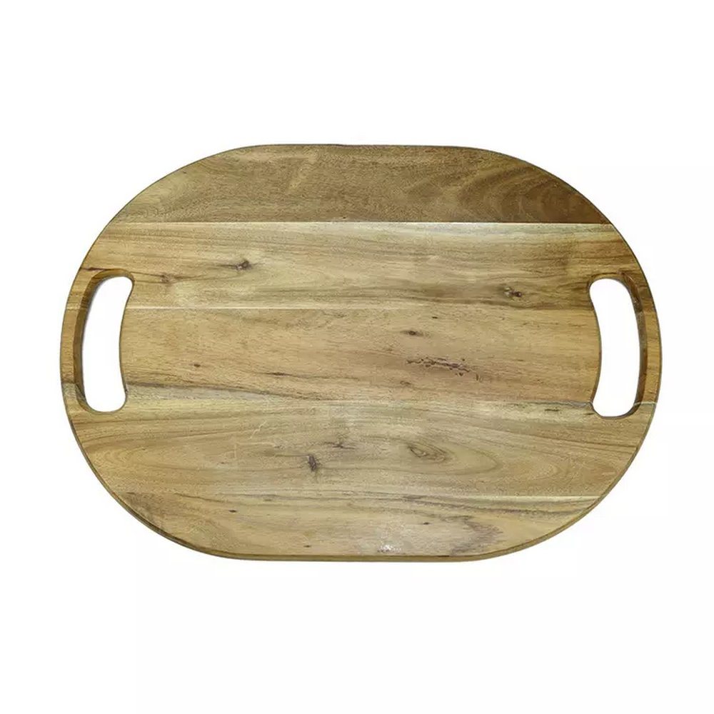Custom Logo Large Natural Acacia Wood Barbecue BBQ Cutting Board with Handles