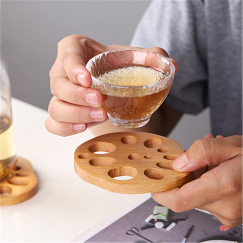 Creative Mug Mat Wooden Heat Insulation Mat Tea Cup Coaster with Holder