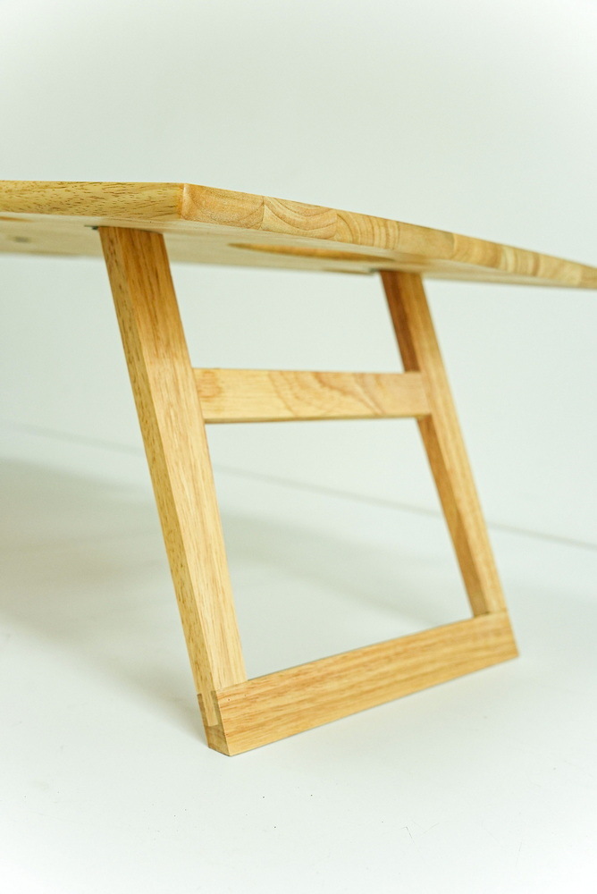 Rectangular Wood Collapsible Snack Portable Table Wood Folding Picnic Table with Wine Holder and Wine Glass Holder