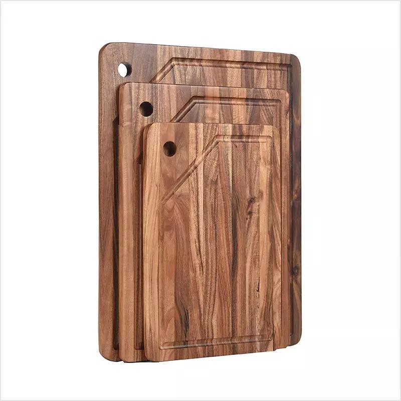 Acacia Wood Cutting Board Set Wooden Chopping Board Set of 3 with Juice Groove and Hanging Hole