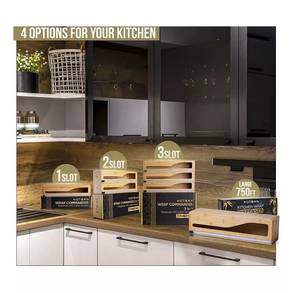 Wall Mounted and Standing Style 3 in 1 Wrap Commander Plastic Wrap Dispenser with Cutter for 12′′ Roll