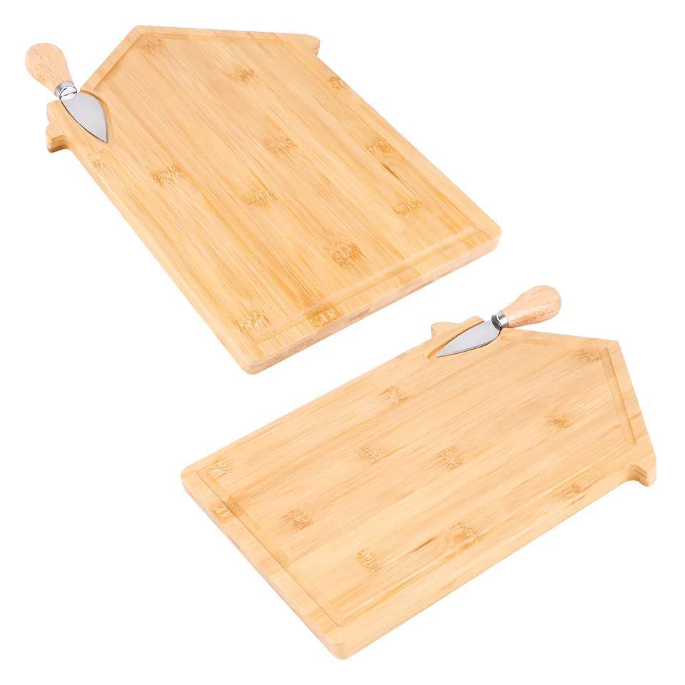 House Shape Bamboo Cutting Board Cheese Board with Knife