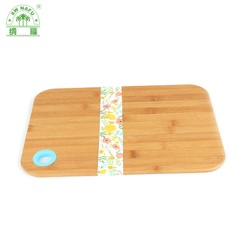 Portable Bamboo Kitchen Cutting Board Chopping Board with Silicone Hanging Hole