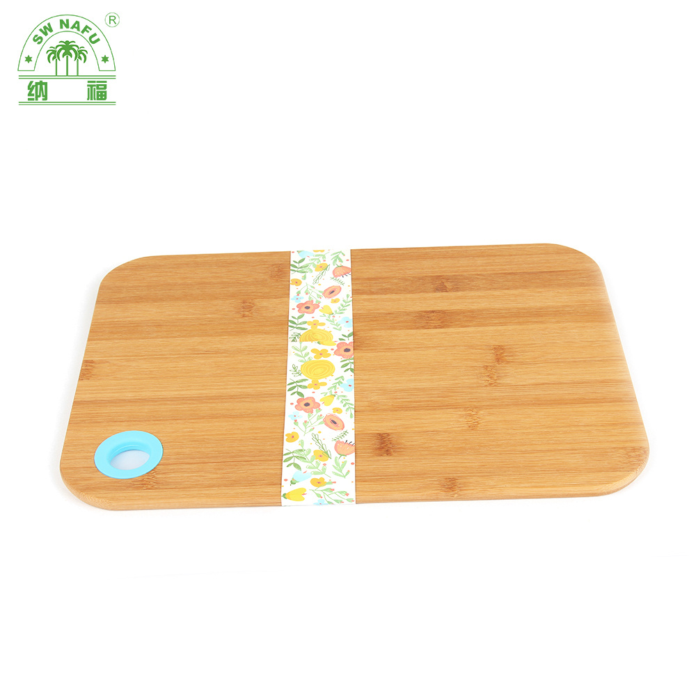 Portable Bamboo Kitchen Cutting Board Chopping Board with Silicone Hanging Hole