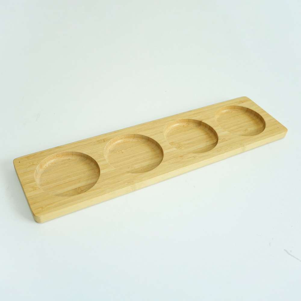 Bamboo Wine Glass Cup Flight Holders Bamboo Serving Tray for Bar Party