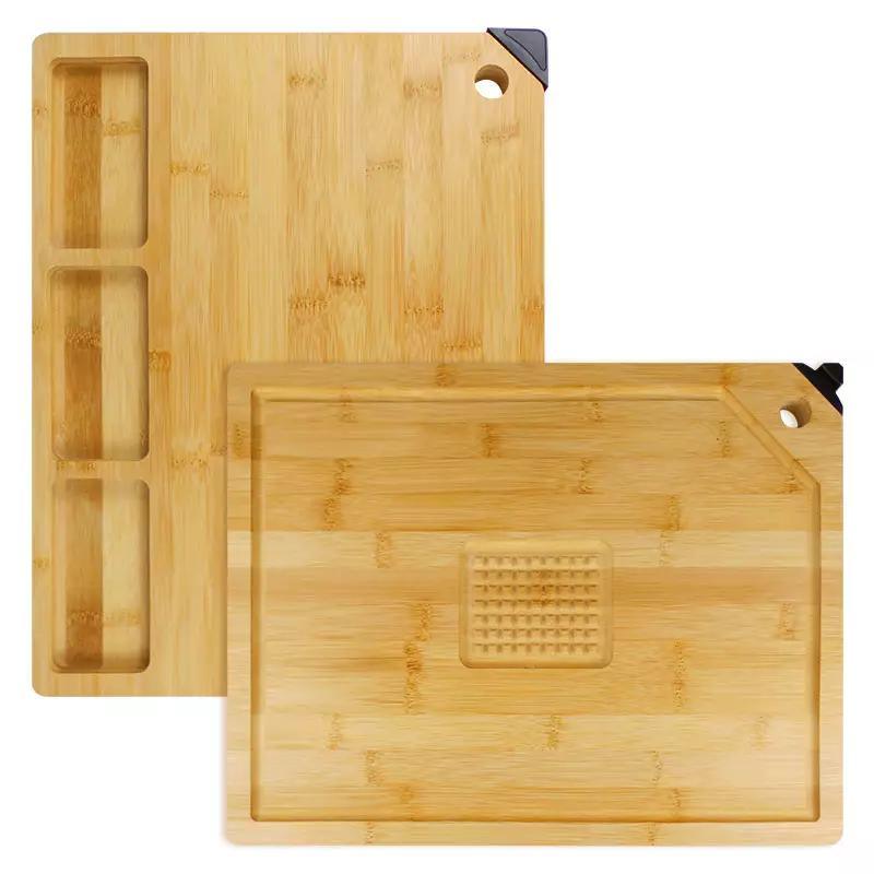 Double Side Use Large Organic Bamboo Cutting Board with Juice Groove Kitchen Chopping Board for Meat