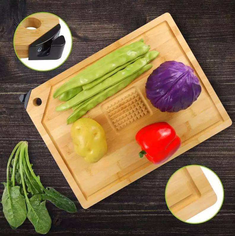 Double Side Use Large Organic Bamboo Cutting Board with Juice Groove Kitchen Chopping Board for Meat