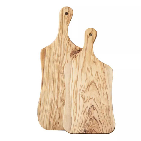 Irregular Shape Olive Wood Cutting Board with Handle for Cheese