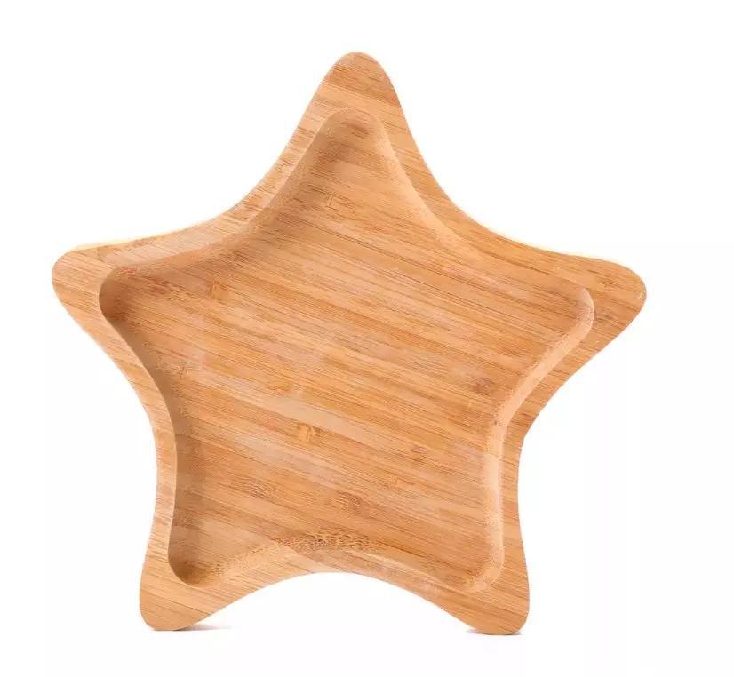 Food Grade Wooden Plates Star Shape Breakfast Snack Bamboo Tray