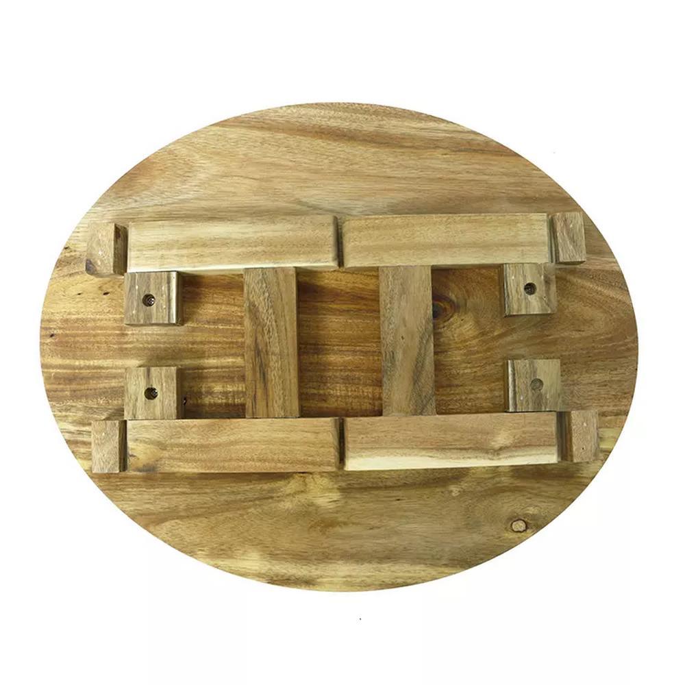 Wholesale Folding Portable Acacia Wood Serving Tray Outdoor Picnic Serving Table for Fruit Food