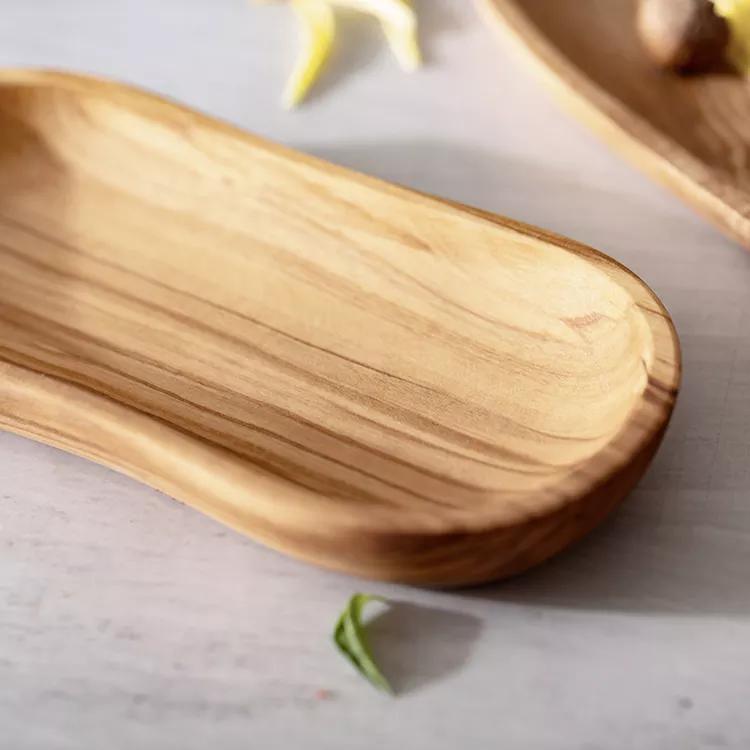 Peanut Shape Olive Wood Serving Tray for Fruit Snack Candy Appetizer