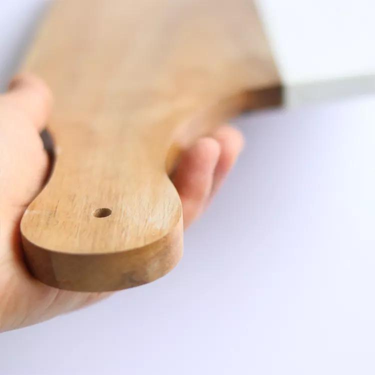 Rectangular Acacia Wood and Marble Cutting Board with Handle Charcuterie Chopping Board Party Plate Tray Bread Board