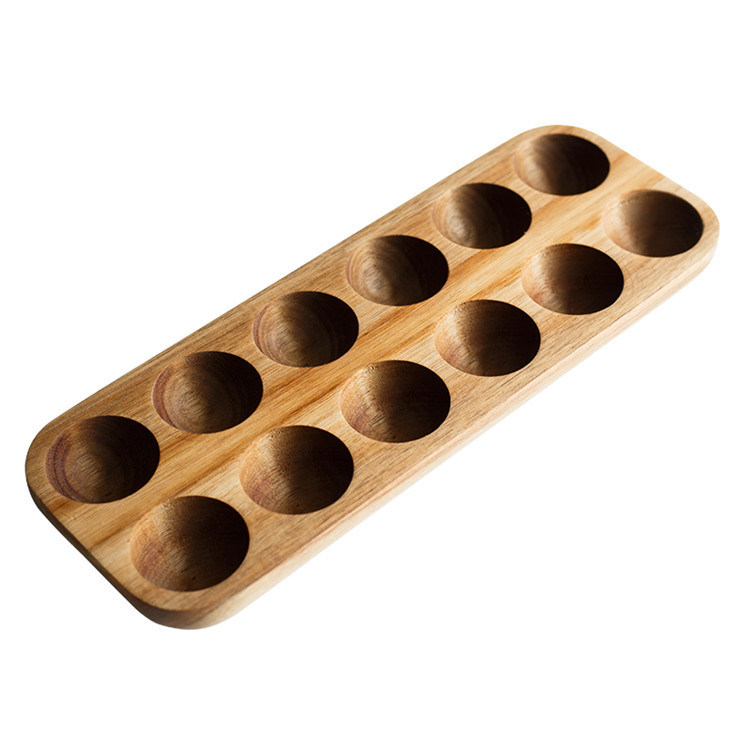 Solid Wood Egg Storage Box Acacia Wood Duck Egg Tray Egg Rack Refrigerator Kitchen Egg Tray