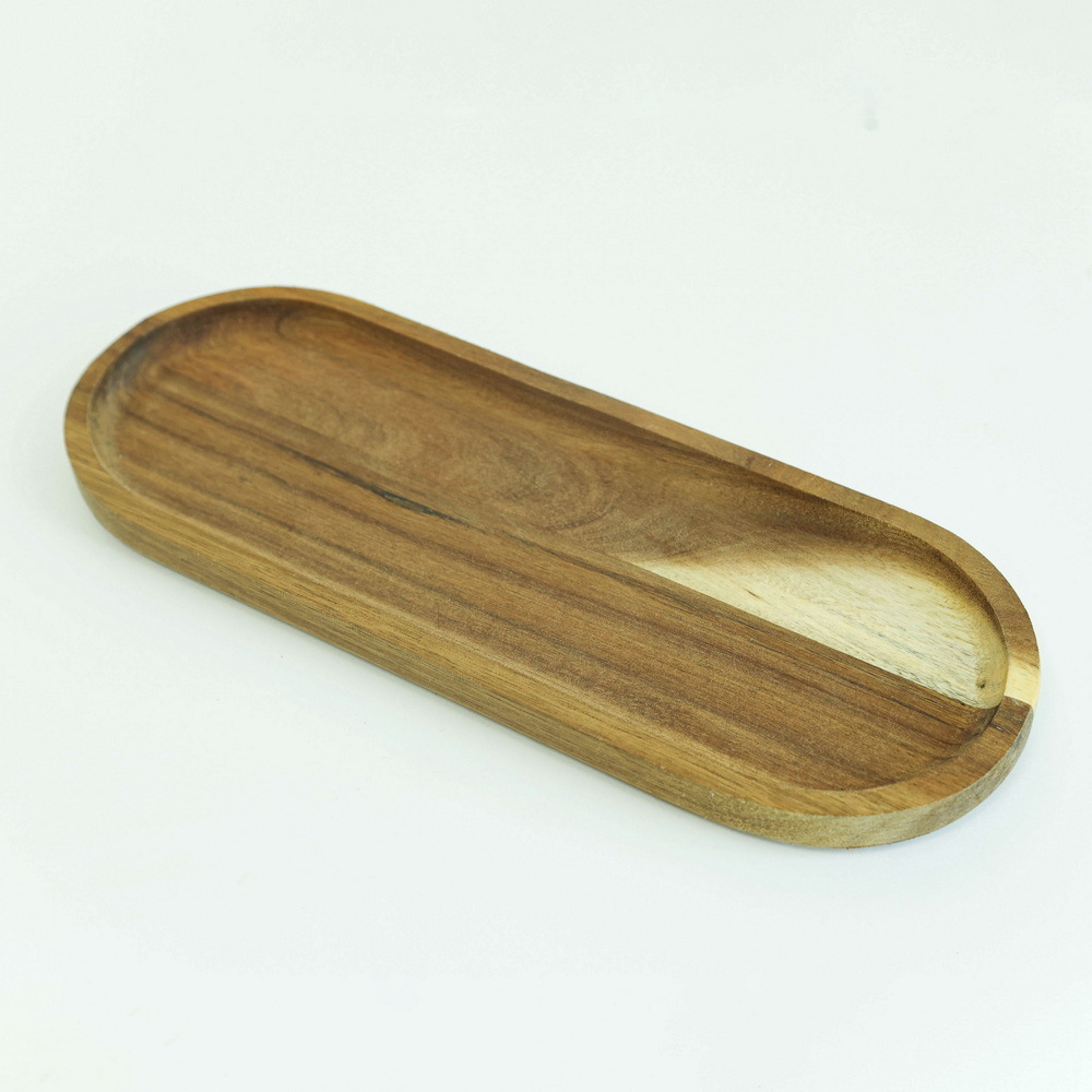 Rectangular Oval Shape Natural Acacia Wood Plates