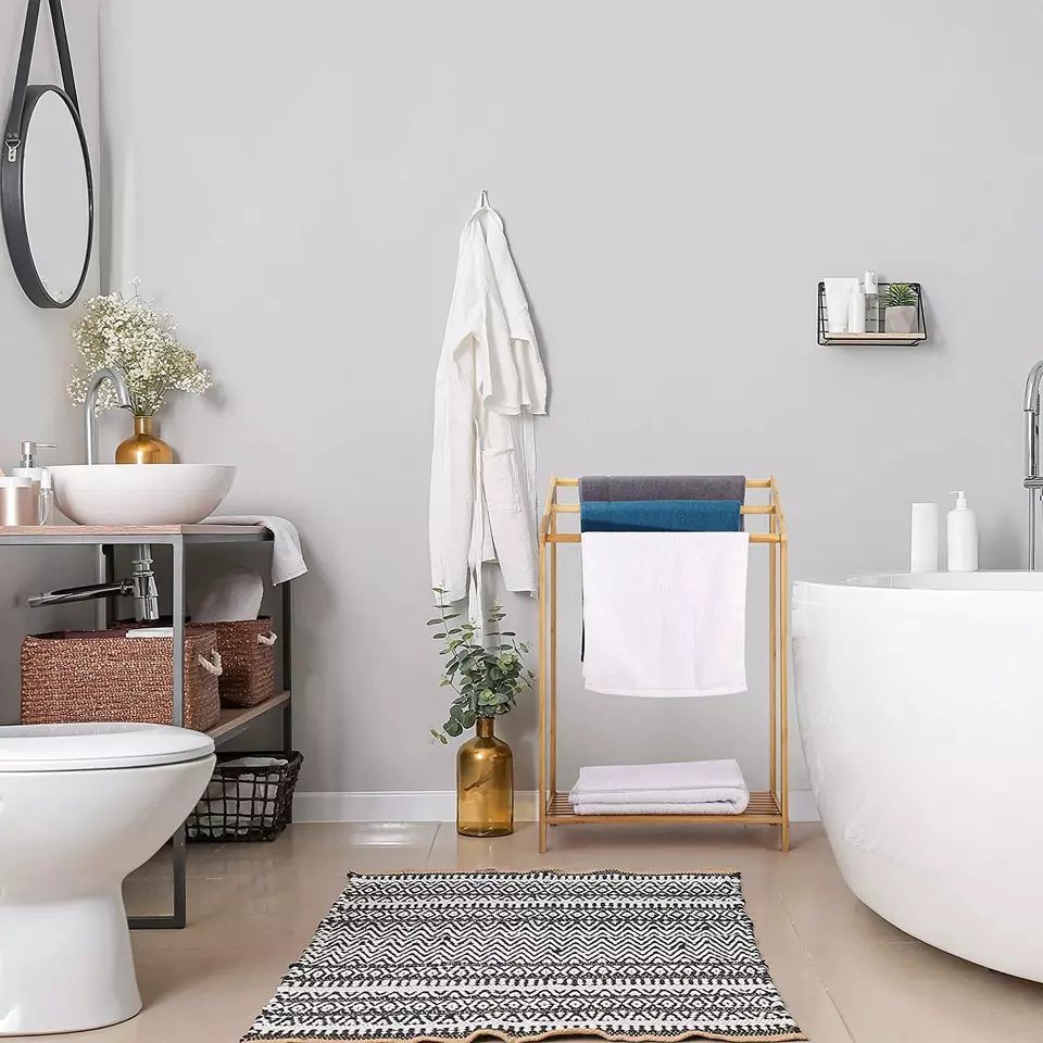 Factory Wholesale Bamboo Shelf 3 Tier Bamboo Shelf Towel Rack