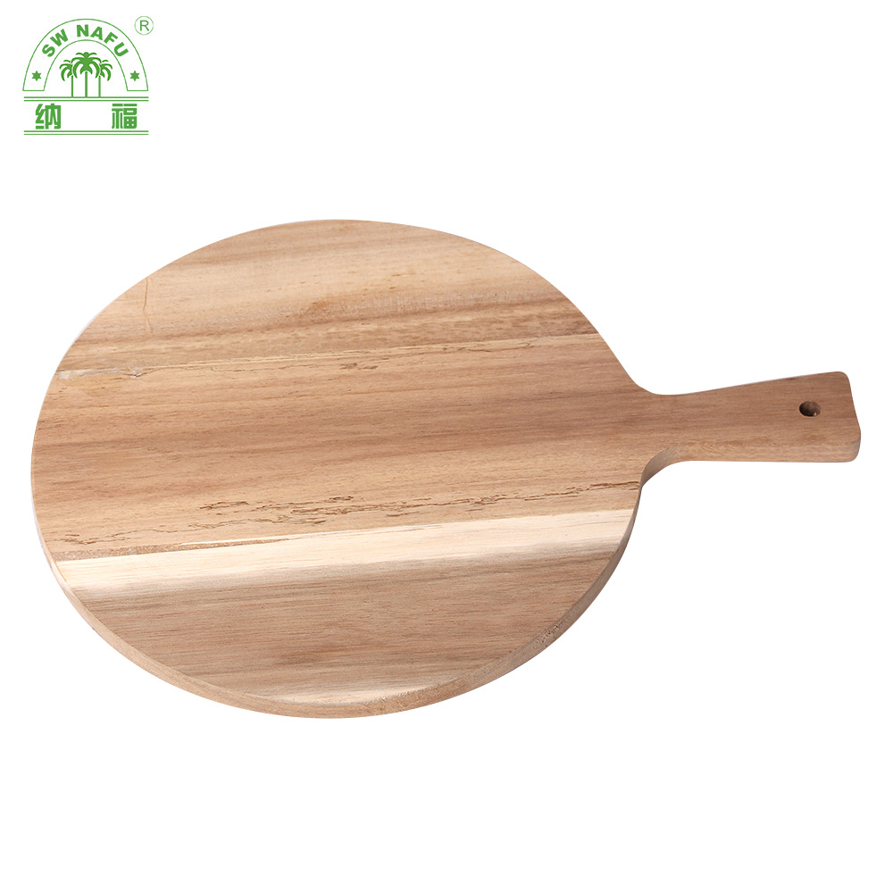 Lively Home Goods Round Blank Acacia Wood Cutting Board with Handle Wholesale