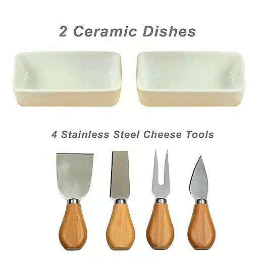 Personalize Bamboo Charcuterie Board and Cheese Platter Board with Knife Set and Sauce Tray