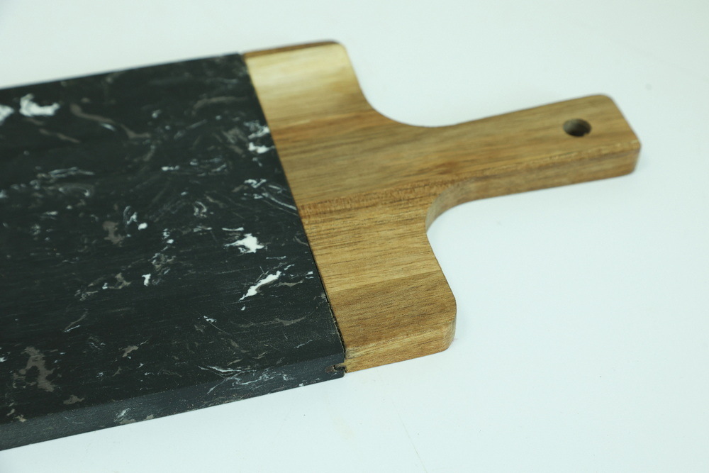 Wood Artificial Marble Chopping Board Serving Tray with Handle