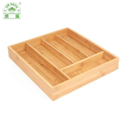 Bamboo Silverware Drawer Organizer Kitchen Utensil Holder and Cutlery Tray with Divider