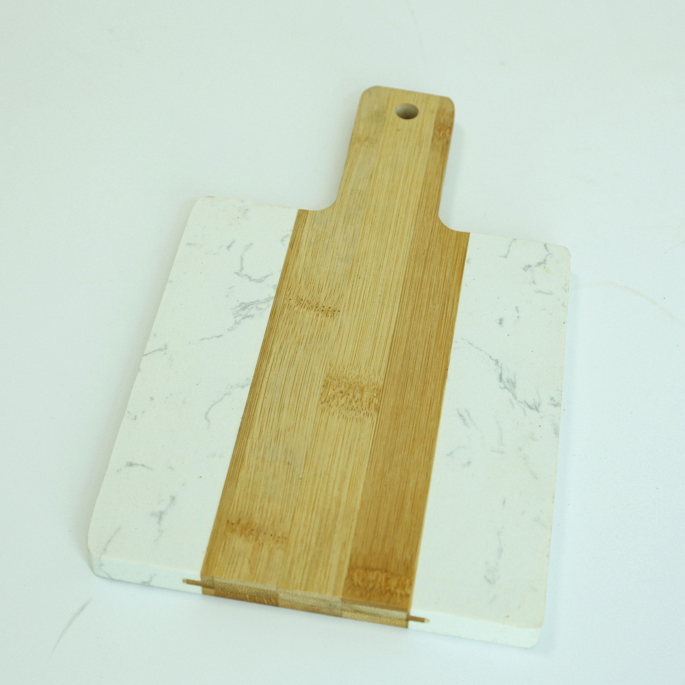 Unique and Stylish Bamboo Marble Cheese Board Serving Board