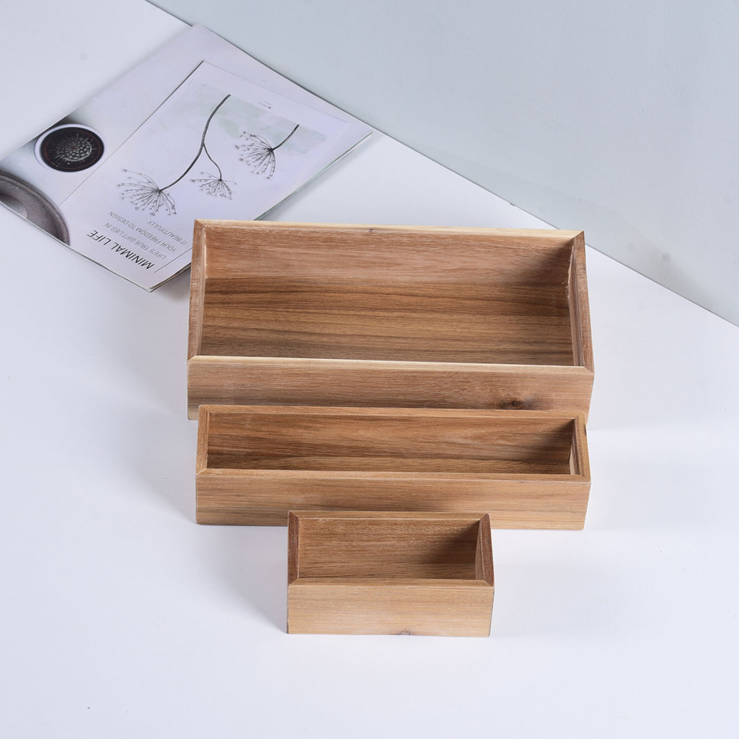 3 in 1 Acacia Wood Cosmetic Box Wooden Storage Organizer Wooden Storage Box Set
