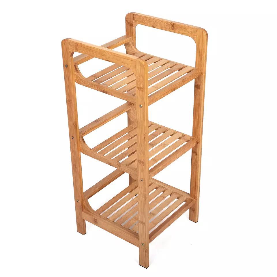 Bamboo 3-Tier Organizer Accessories Shower Corner Towel Toilet Shelf Storage Bathroom Rack
