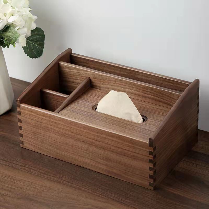 Walnut Wood Storage Box Tissue Box Multifunctional Solid Wood Pumping Box