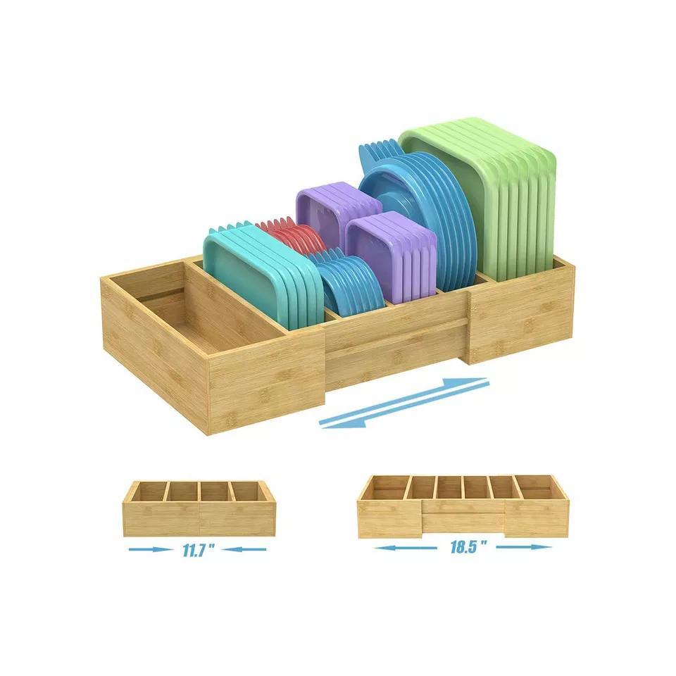 Functional Bamboo Drawer Counter-Top Storage Box for Kitchen Drawer