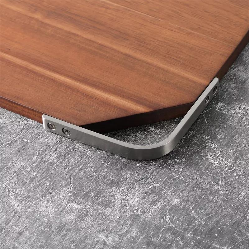 Custom Rectangle Acacia Cutting Board with Metal Bevel Hook