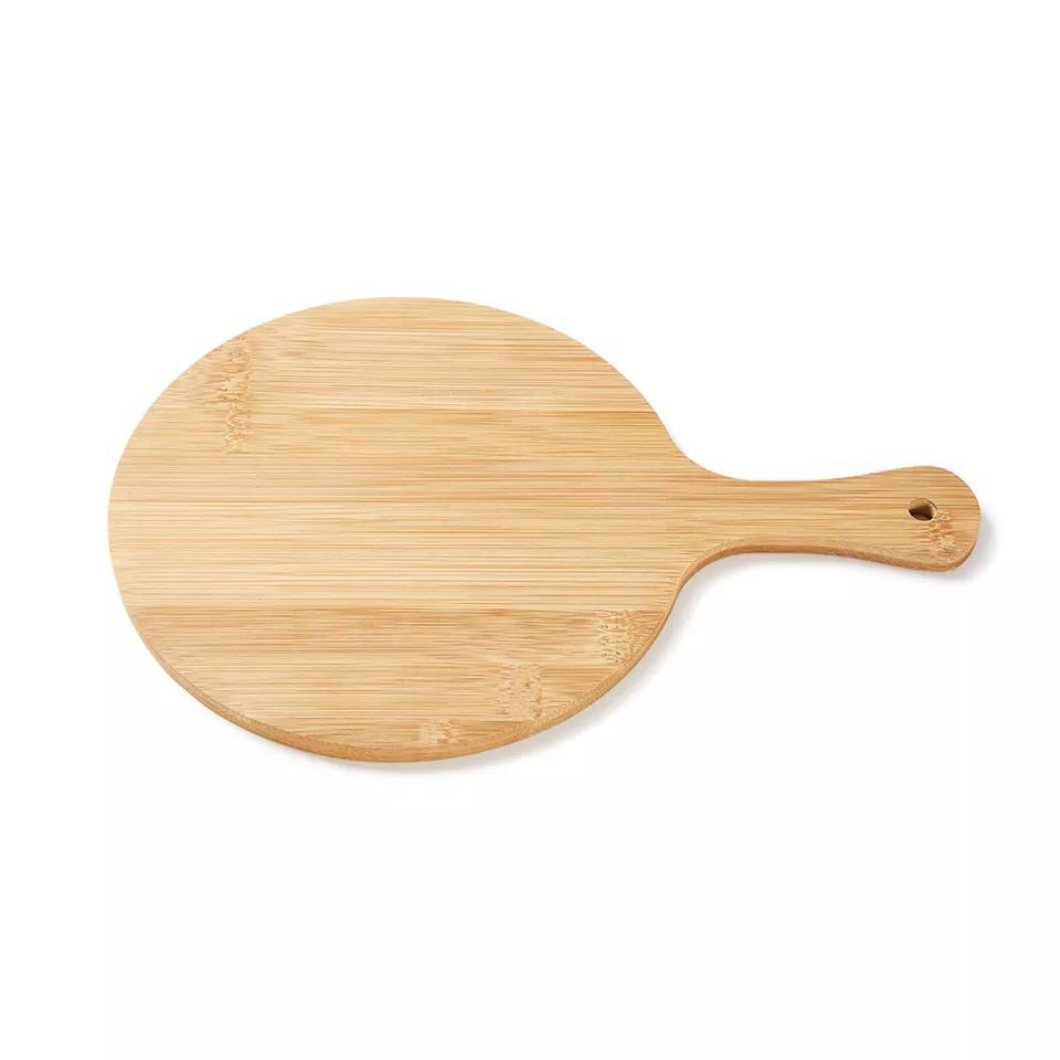 Double Side Use Round Wood Tray Chopping Board Beef Pizza Dinner Circle Cheese Board with Handle