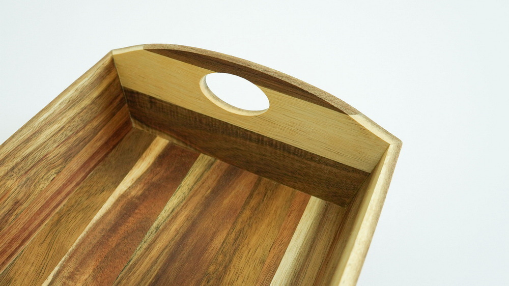 Large Acacia Wood Tray Organizer Wooden Storage Tray with Handles
