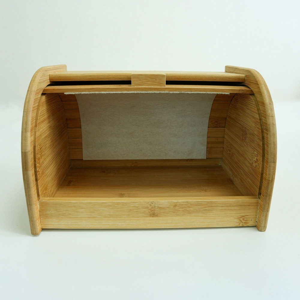 Bamboo Roll Top Bamboo Bread Box Wood Bread Storage and Organizer for Kitchen Countertop