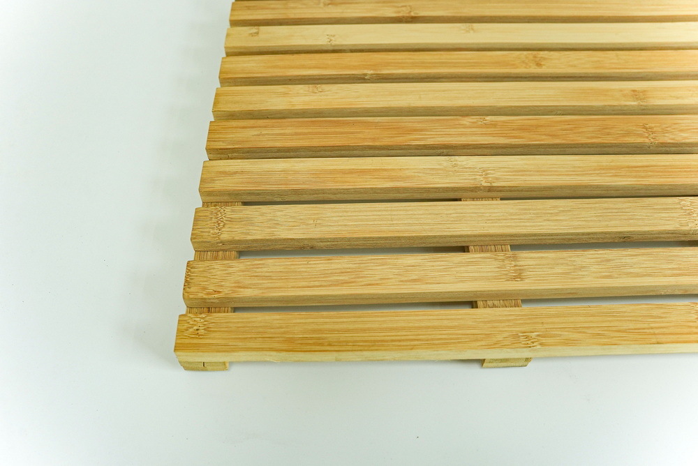 Sturdy and Nonslip Bamboo Bathroom Mat Wooden Floor Rug for Luxury Shower