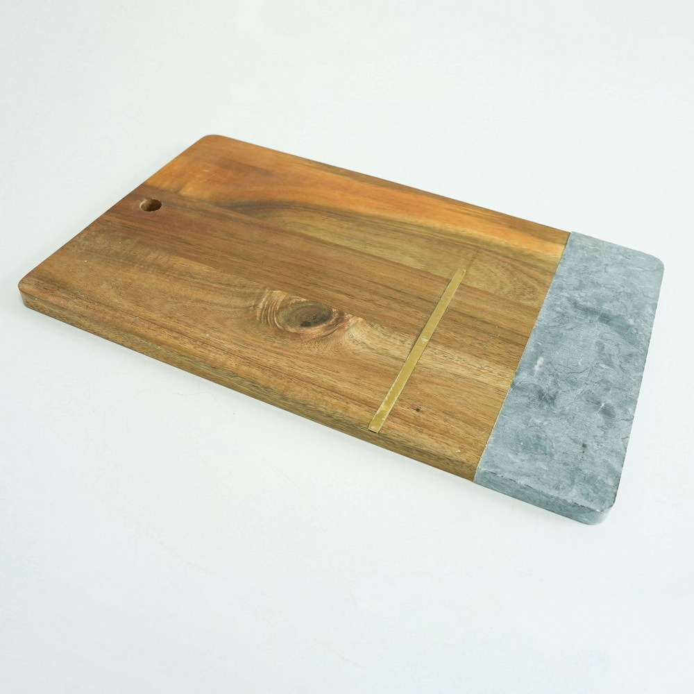 Rectangle Marble and Acacia Wood Cutting Board Chopping Board for Kitchen