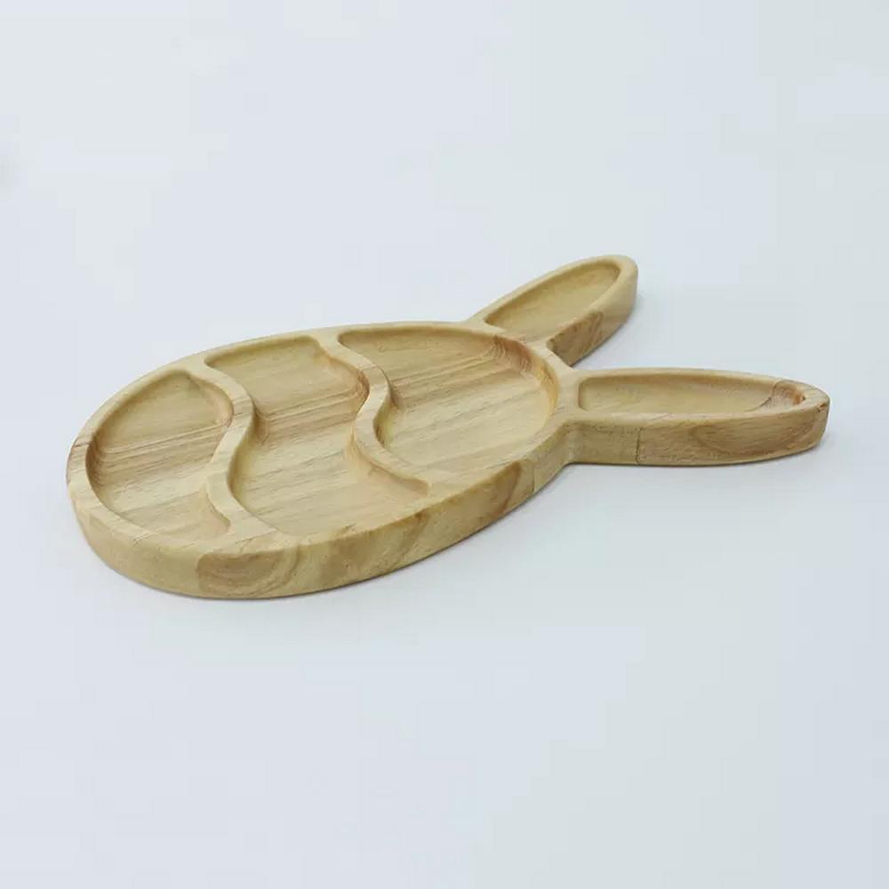 Easter Day Gift Home Rubber Wood Animal Shape Eating Plate Food Serving Tray Dish