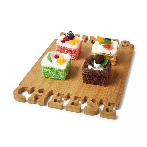 Bamboo Square Engraving Letters Cheese Craft Custom Logo Cutting Board Chopping Blocks