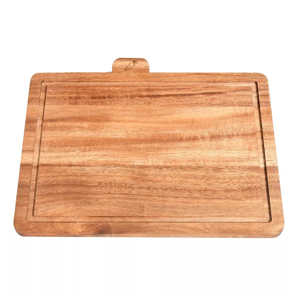 Acacia Wood Index Cutting Board Set with Storage Base Holder for Bread, Meat, Vegetables, Fish
