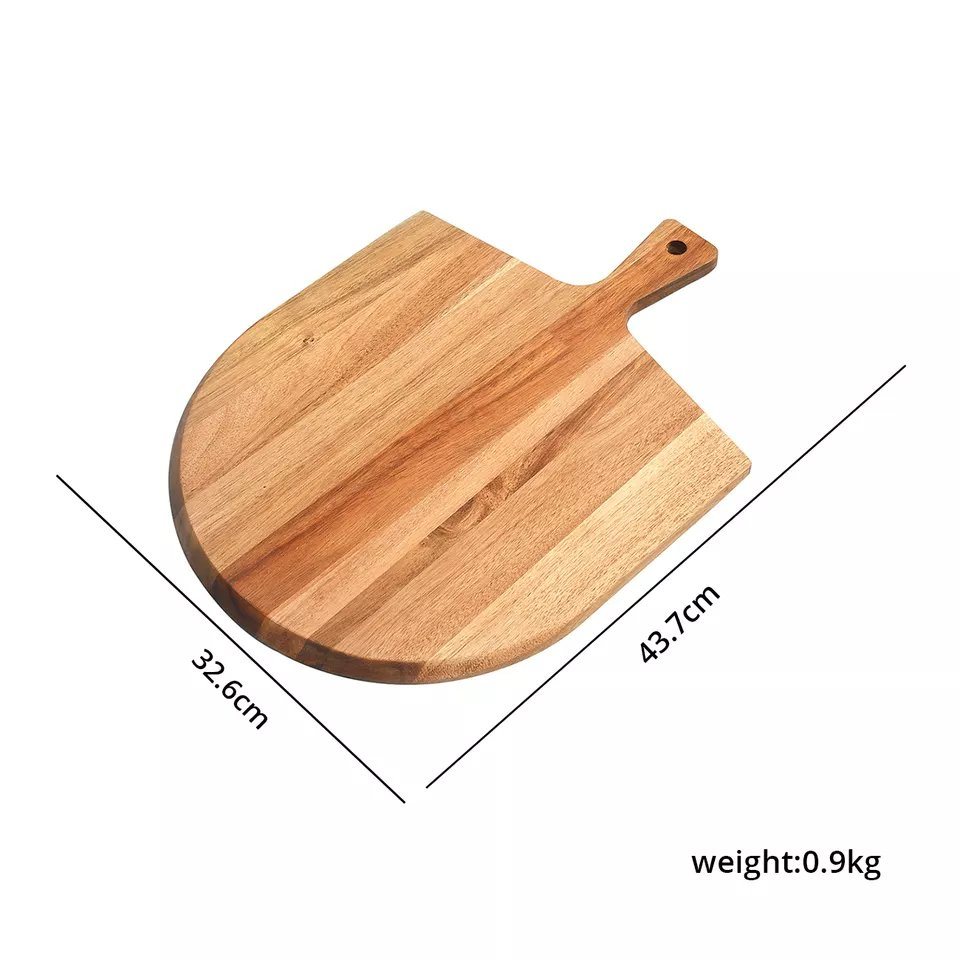 Extra Large Double Side Acacia Wooden Pizza Peel 12 Inch with Handle for Kitchen