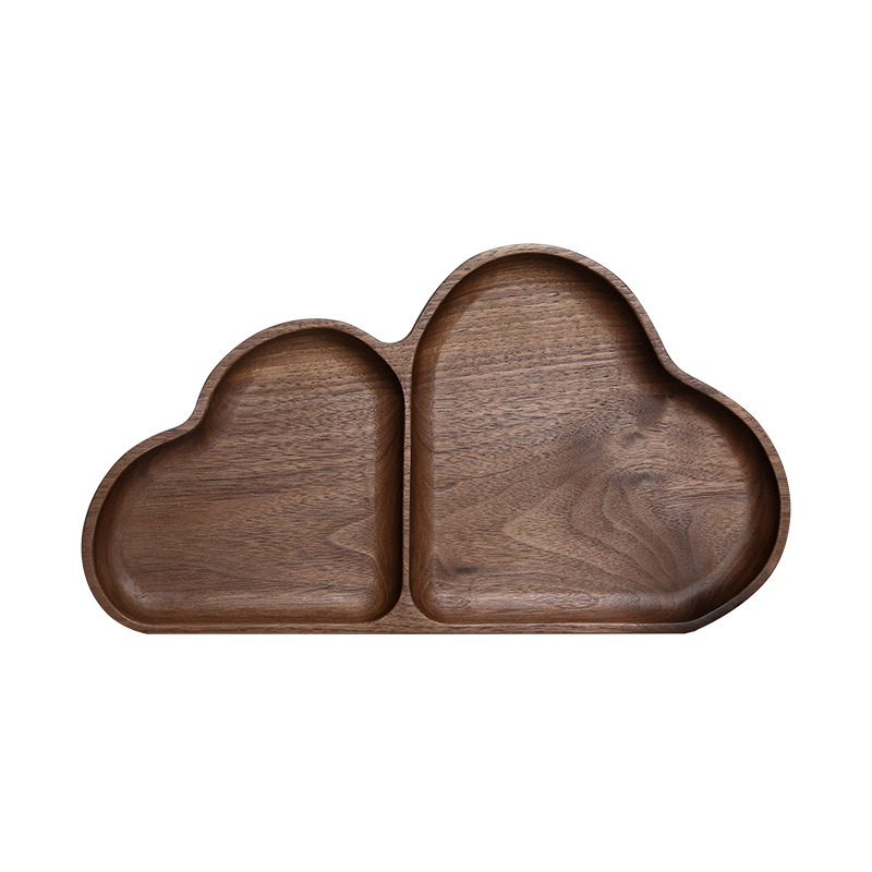 Cloud-Shaped Black Walnut Dinner Plate Tea Plate Dessert Serving Tray