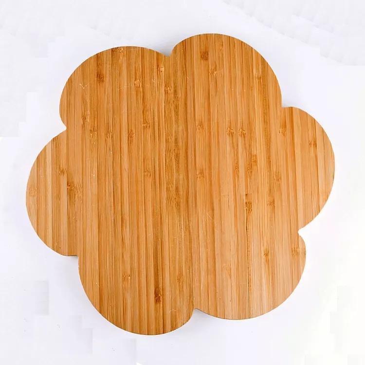 Multifunctional Flower Shape Bamboo Plate Bamboo Snack Tray with Dividers Parts