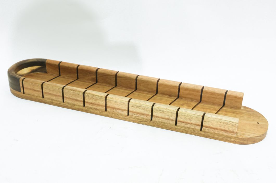 Acacia Wood French Bread Baguette Tray W/Marks for Slicing Bread 20.5 X 4.3"