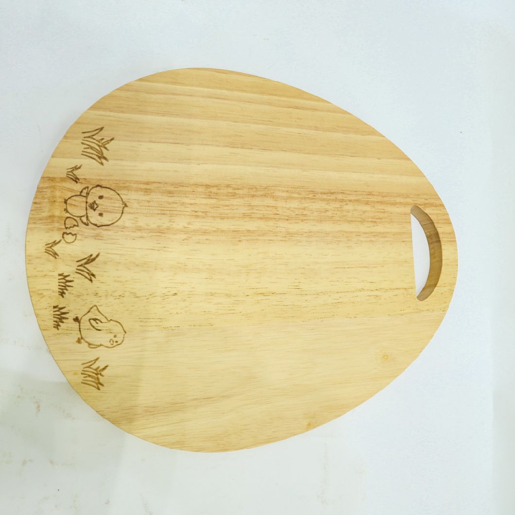 Oval Shape Organic Rubber Wood Cutting Board Chopping Board with Hanging Hole