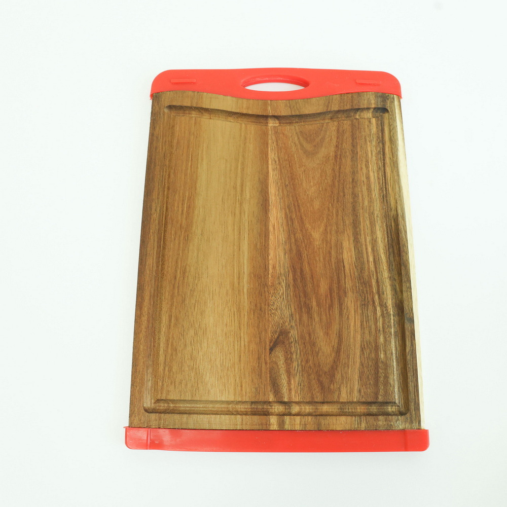 Nonslip Acacia Wood Chopping Block with Silicone Ends for Kitchen