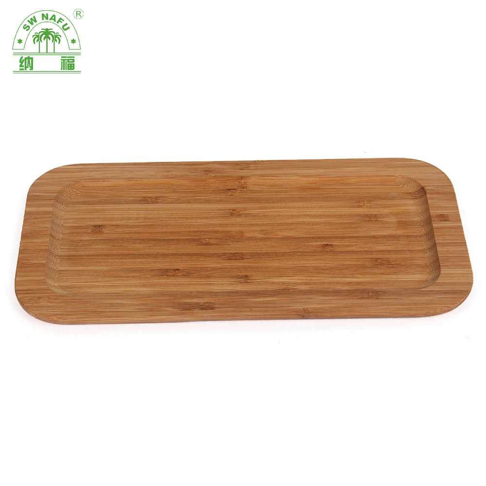 Natural Rectangular Bamboo Dessert Plate Snack Plate Wooden Serving Plate for Home