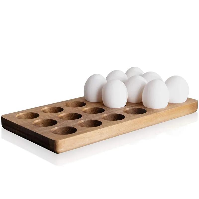 18 Grids Acacia Wooden Egg Holders Egg Tray