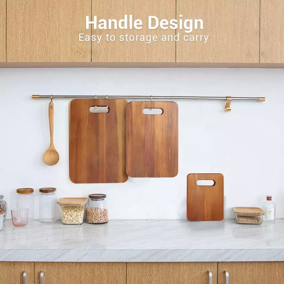 Wooden Chopping Board Set Blank Kitchen Acacia Wood Butcher Chopping Blocks Set