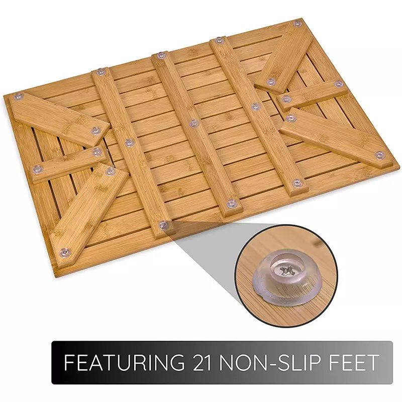 Non-Slip Sturdy Water Proof Bathroom Carpet Bamboo Bath Mat for